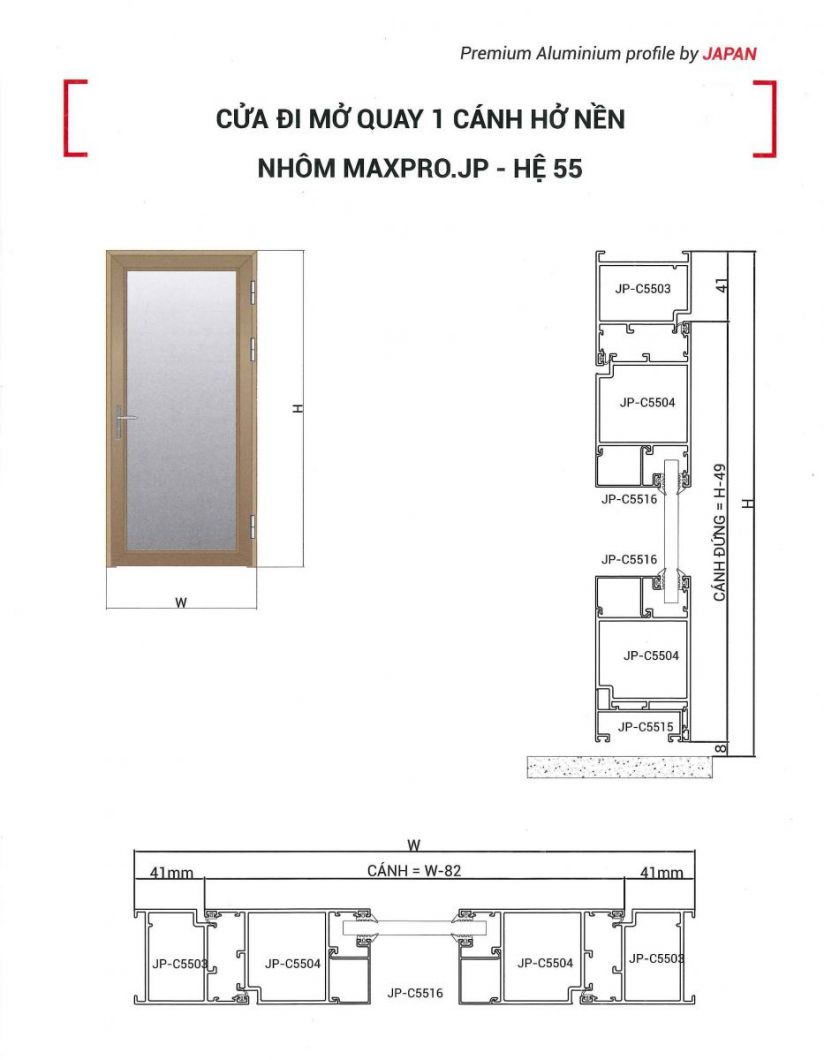 Cửa Nh&ocirc;m Nhật Bản Maxpro Hệ 55