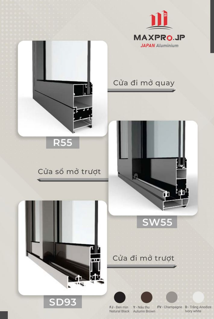 Cửa Nh&ocirc;m Nhật Bản Maxpro Hệ 55