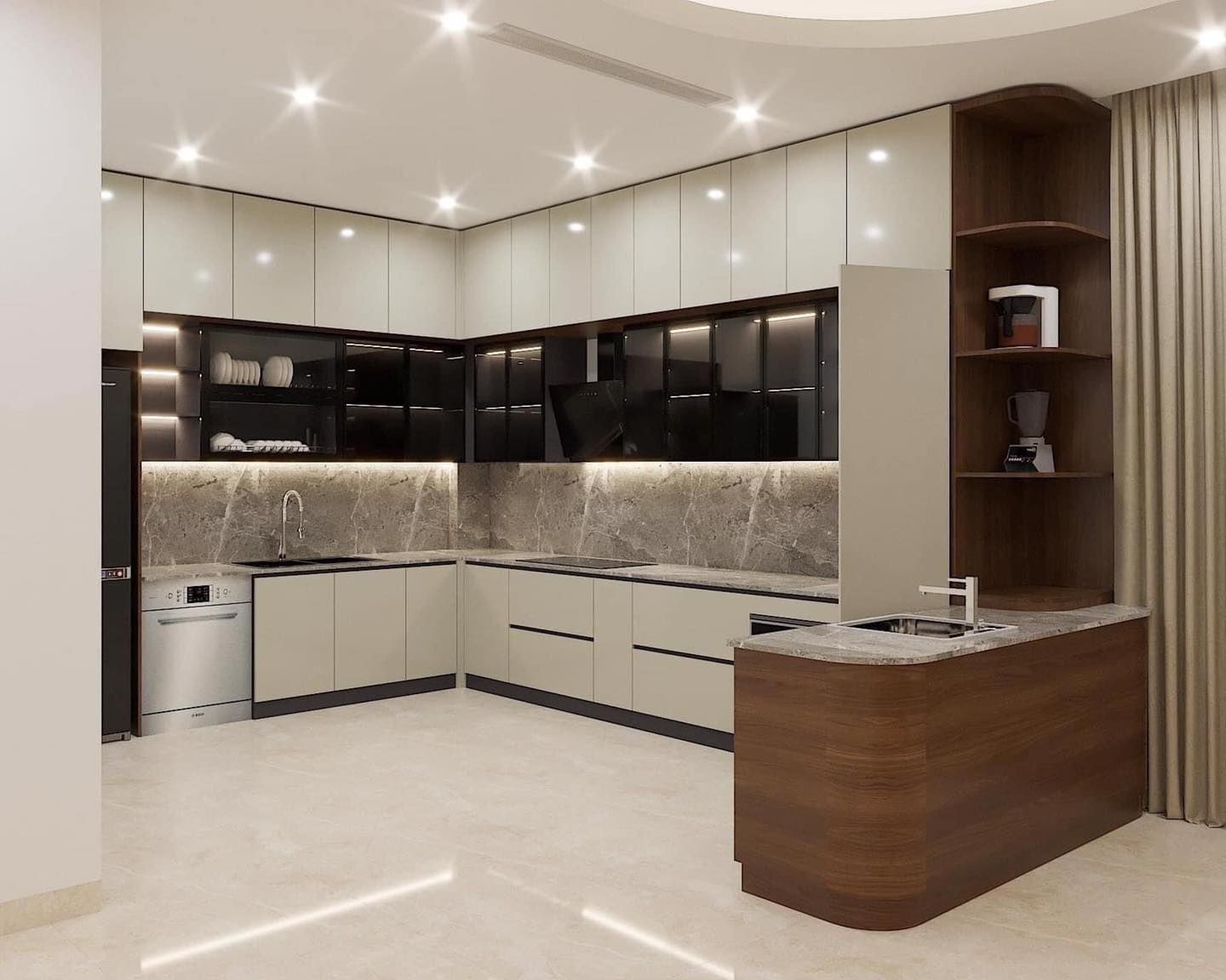 tủ bếp nh&ocirc;m c&aacute;nh k&iacute;nh