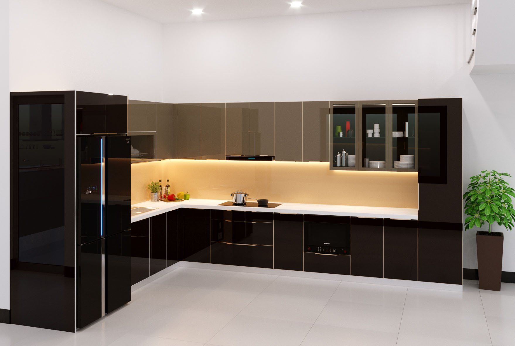 tủ bếp nh&ocirc;m c&aacute;nh k&iacute;nh