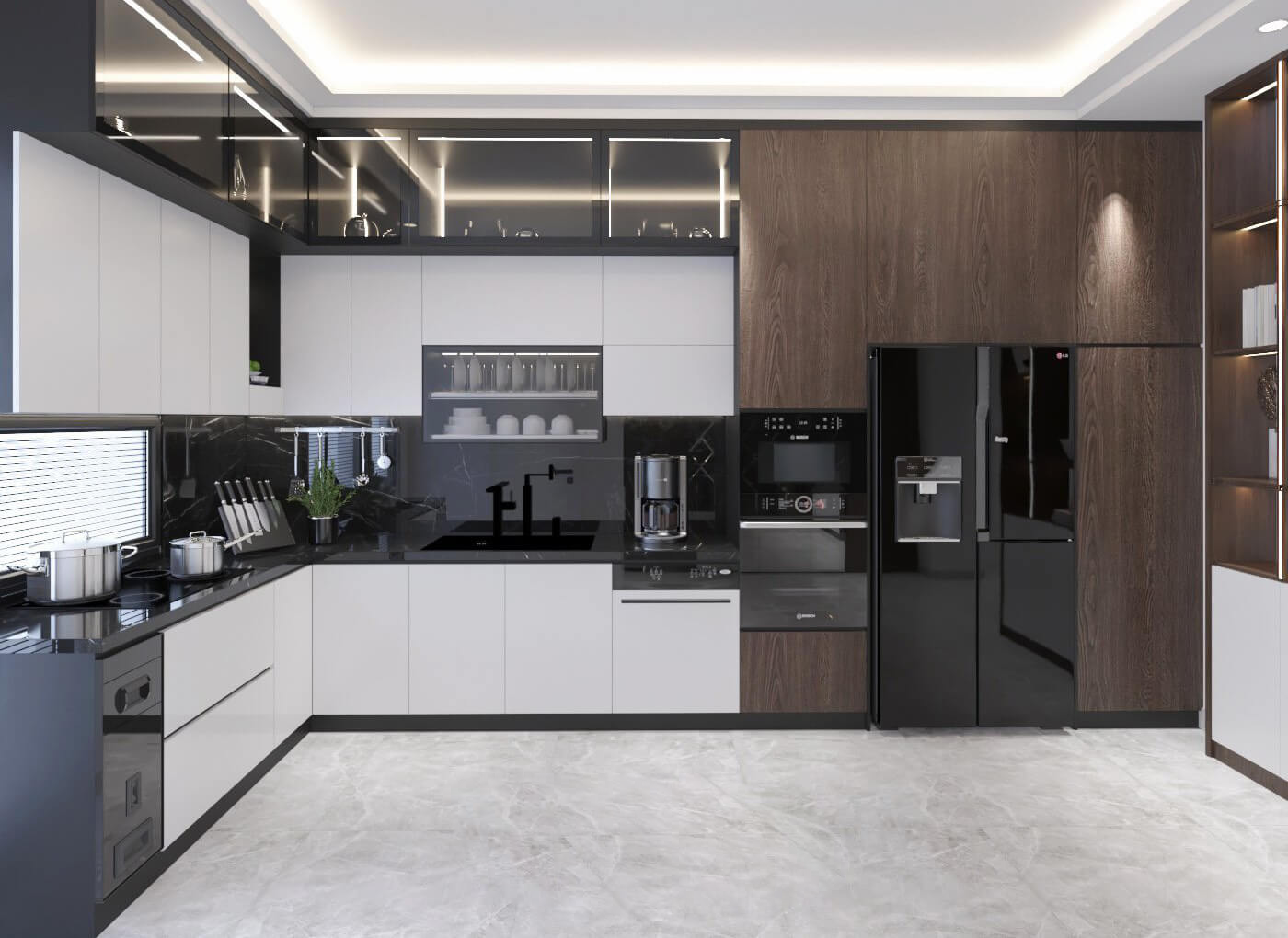 tủ bếp nh&ocirc;m c&aacute;nh k&iacute;nh