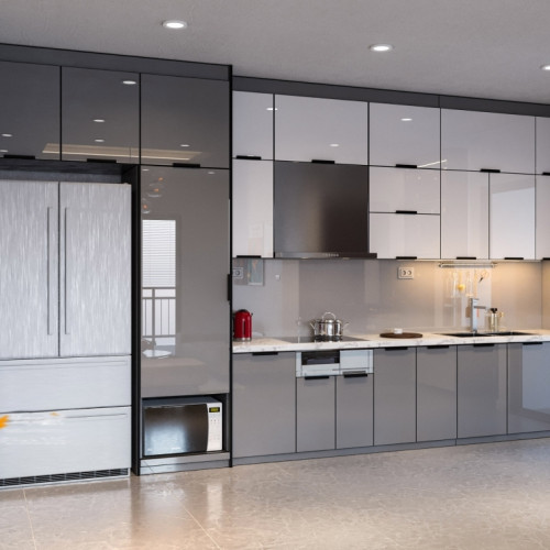 tủ bếp c&aacute;nh k&iacute;nh luxury