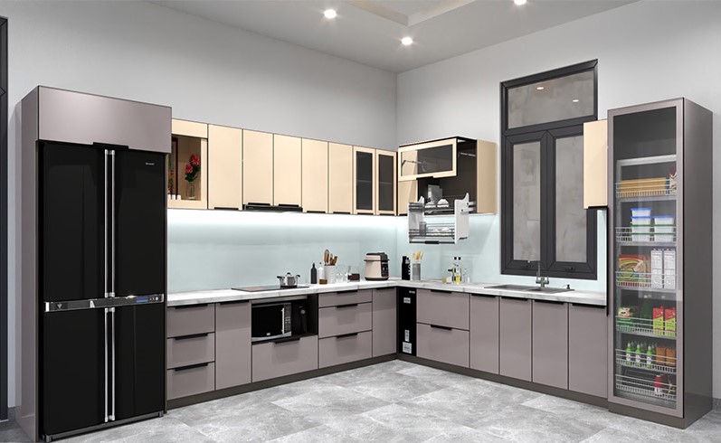 tủ bếp nh&ocirc;m c&aacute;nh k&iacute;nh