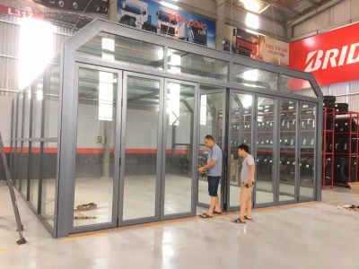 Hoàn hiện công trình nhôm GERMANY HP mặt dựng 65 - xám xanh Metalic cho DOANS AUTO ĐẮK NÔNG